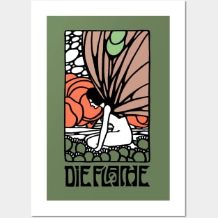 Die Flache Trippy Butterfly Nymph Retro Vintage Poster Posters and Art